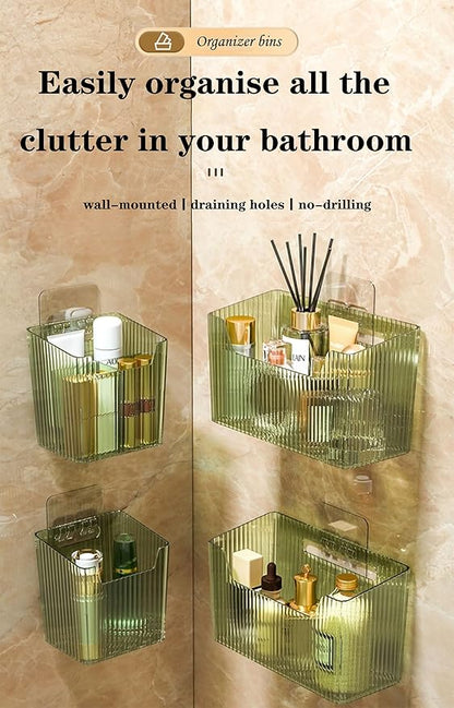 Set Of 2 Storage Organizer Bins Wall Mounted Shower Basket, Shower Caddy