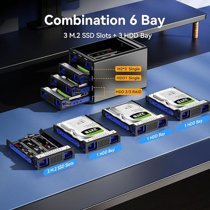 Hybrid 3*2.5/3.5" SATA HDD/SSD+3* M / B+M Key M.2 NVMe Enclosure