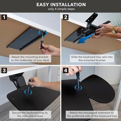 Mount-It! Full Motion Under Desk Keyboard Tray