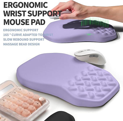 2-in-1 Ergonomic Set, Wave Keyboard Wrist Rest and Massage Slope Mouse Pad