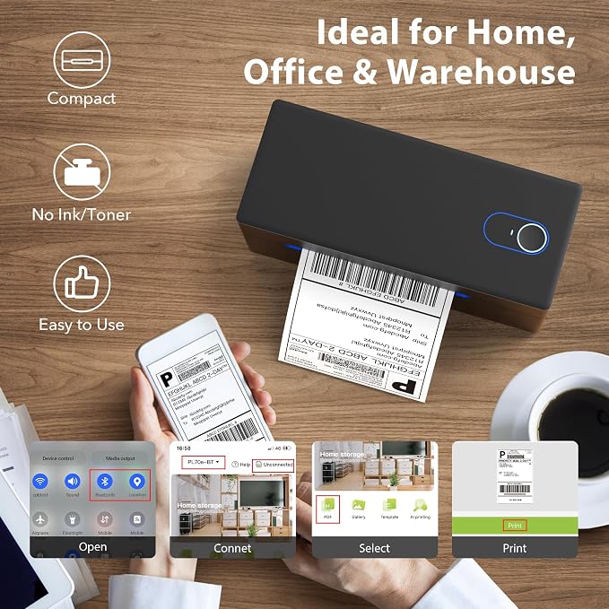 Nelko Bluetooth Thermal Shipping Label Printer, Wireless 4x6 Shipping Label