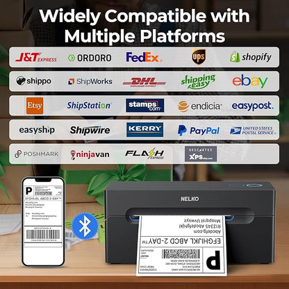 Nelko Bluetooth Thermal Shipping Label Printer, Wireless 4x6 Shipping Label