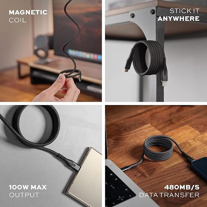 Statik MagStack Pro USB C to USB C Cable, Clutter-Free Magnetic Type C Charger