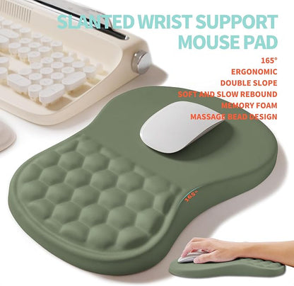 2-in-1 Ergonomic Set, Wave Rise Keyboard Wrist Rest and Massage Bulge Slope
