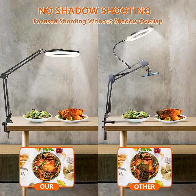 Overhead Phone Mount with Ring Light, 10’’ LED Selfie Light