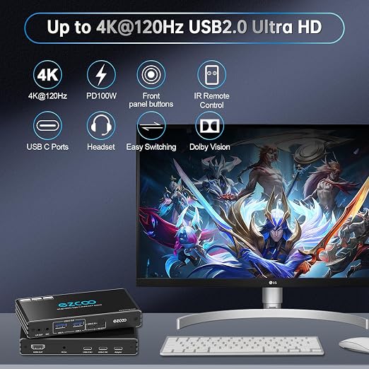 4K@120Hz USB-C HDMI2.1 KVM Switch