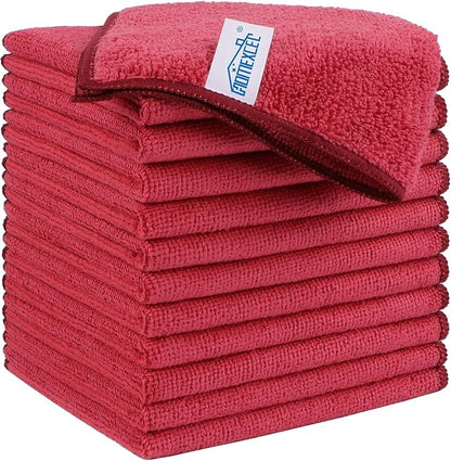 HOMEXCEL Red Microfiber Cleaning Cloth, 12 Pack Premium Microfiber Towels