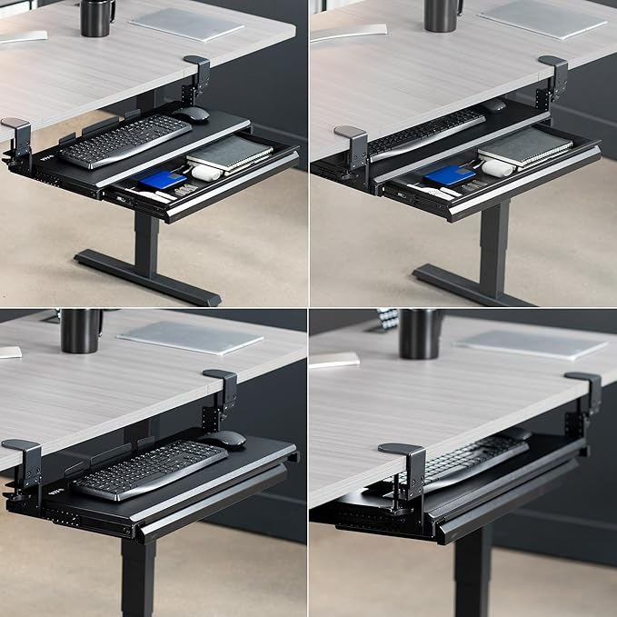 VIVO Large Height Adjustable Clamp-on Keyboard Tray, Extra Sturdy Pull Out