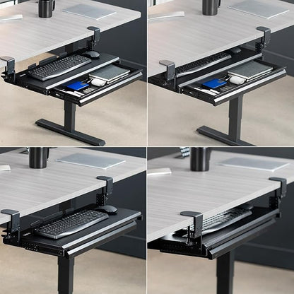 VIVO Large Height Adjustable Clamp-on Keyboard Tray, Extra Sturdy Pull Out