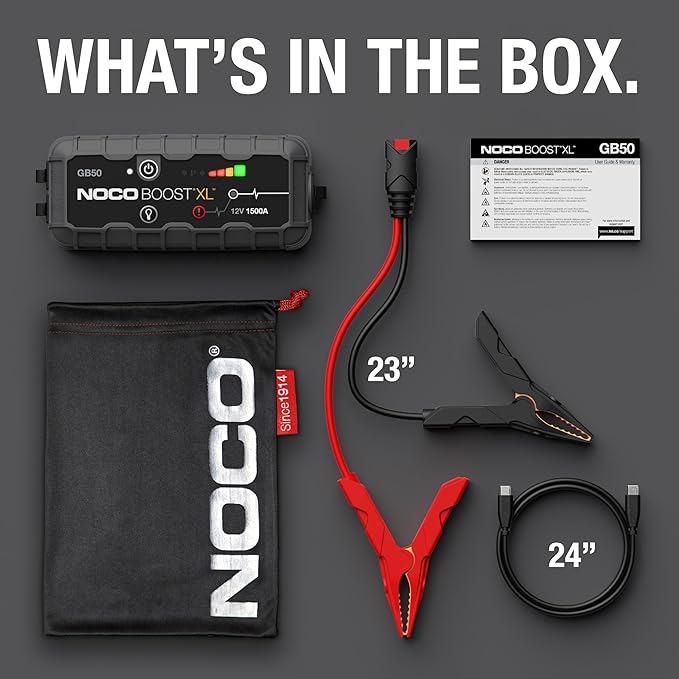 NOCO Boost GB50: 1500A UltraSafe Jump Starter – 12V Lithium Battery Booster Pack