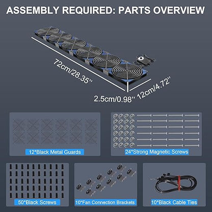 120mmx6 720mm Adjustable Computer PC Vent Fans 3V-12V Speed Controller