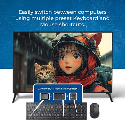OREI 4x1 KVM HDMI Seamless Switch Multiviewer, Share Multiple Devices, Gaming
