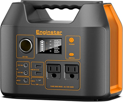 Enginstar Solar Generator, 296Wh Portable Power Station, 110V Pure Sine Wave