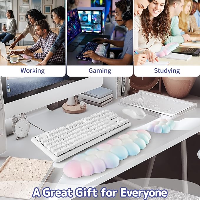 Cloud Wrist Rest Keyboard, Cloud Keyboard Wrist Pad Set