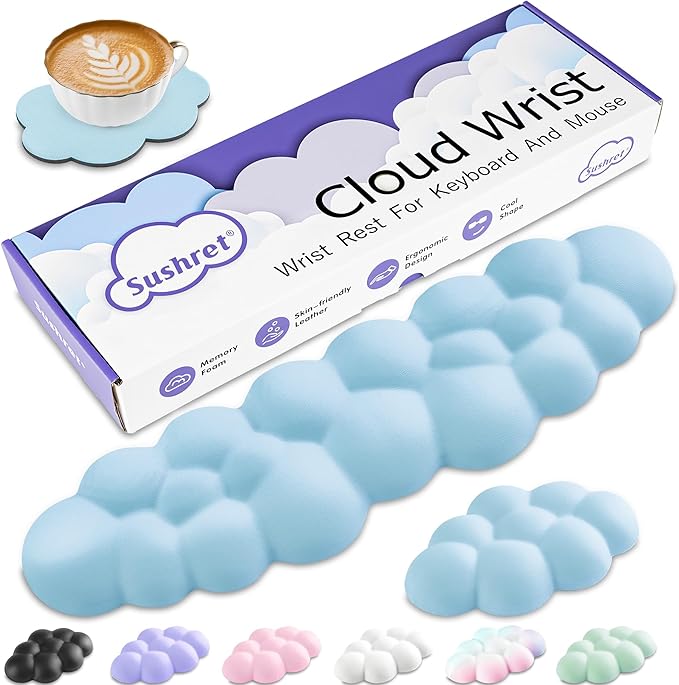 Cloud Wrist Rest Keyboard, Cloud Keyboard Wrist Pad Set