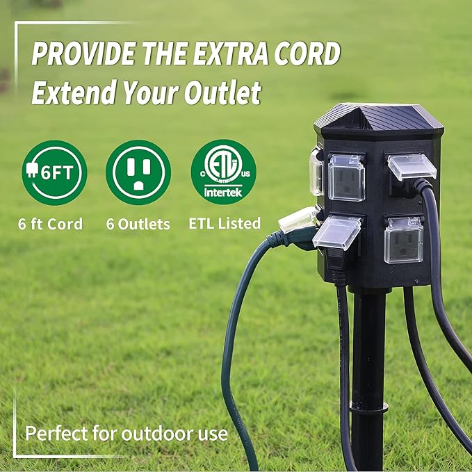TiFFCOFiO Outdoor Power Strip Timer, Dusk to Dawn Light Sensor Countdown