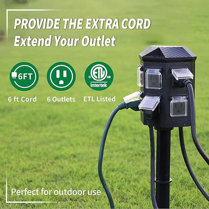 TiFFCOFiO Outdoor Power Strip Timer, Dusk to Dawn Light Sensor Countdown