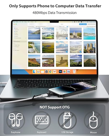 36W USB C to Lightning Cable Adapter, Support Data Sync/PD Fast Charging