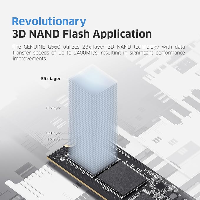 KLEVV Genuine G560 2TB M.2 2280 NVMe PCIe Gen5x4 Internal SSD Heatsink Included