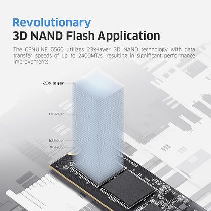 KLEVV Genuine G560 2TB M.2 2280 NVMe PCIe Gen5x4 Internal SSD Heatsink Included
