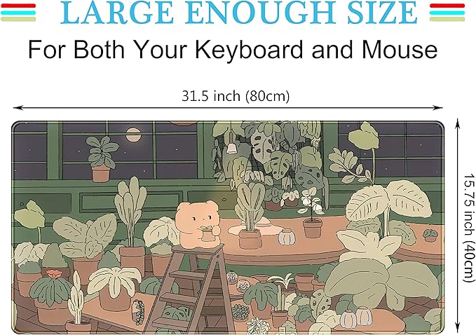 Cute Desk Mat Kawaii Bear Mousepad Cute Anime Plant Desk Protector, Kawai