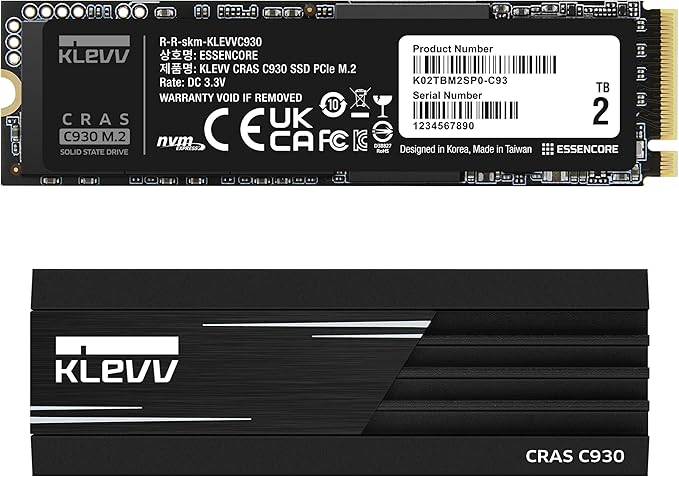 KLEVV CRAS C930 2TB M.2 2280 NVMe PCIe Gen4x4 Internal Gaming SSD Aluminium