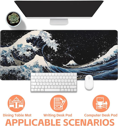 Mouse Pad Large Wave in The Night Sky Non-Slip Game Desk Mat