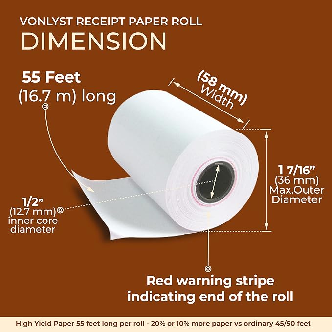 Receipt Paper Roll for 58mm Mobile Portable Thermal Printer