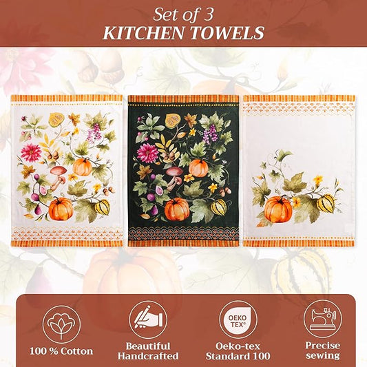 Maison d' Hermine Kitchen Towels Set of 3 100% Cotton 20" x 27.5" Reusable