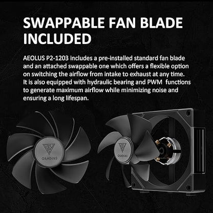 GAMDIAS AEOLUS P2-1203 120mm ARGB PWM Fan, Include Reverse Fan Blade x3 &