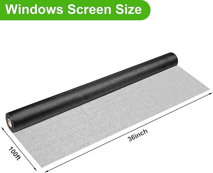 Ouskr Replacement Window Screens Roll, 36 inch x 100 feet Durable Window Screen