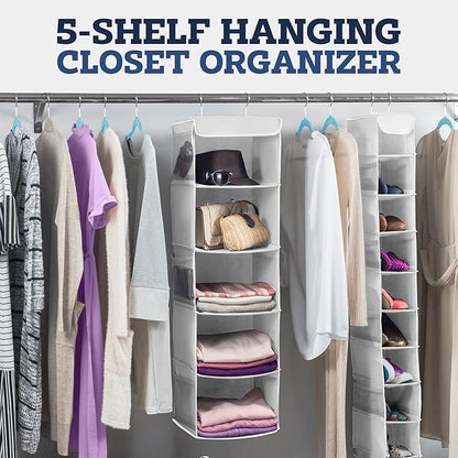 ZOBER Hanging Closet Organizer, 5-Shelf