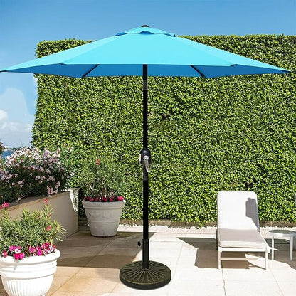 Blissun 7.5 ft Patio Umbrella, Yard Umbrella, Outdoor Market Umbrella with Push Button Tilt Crank (Light Blue)