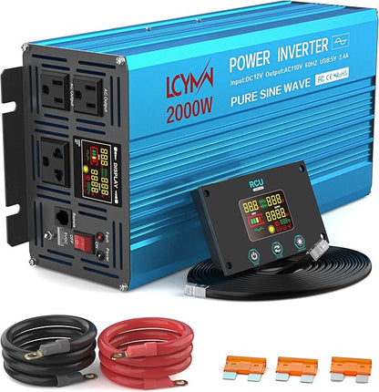 2000 Watt Inverter Pure Sine Wave DC 12V to 110V AC Power Inverters