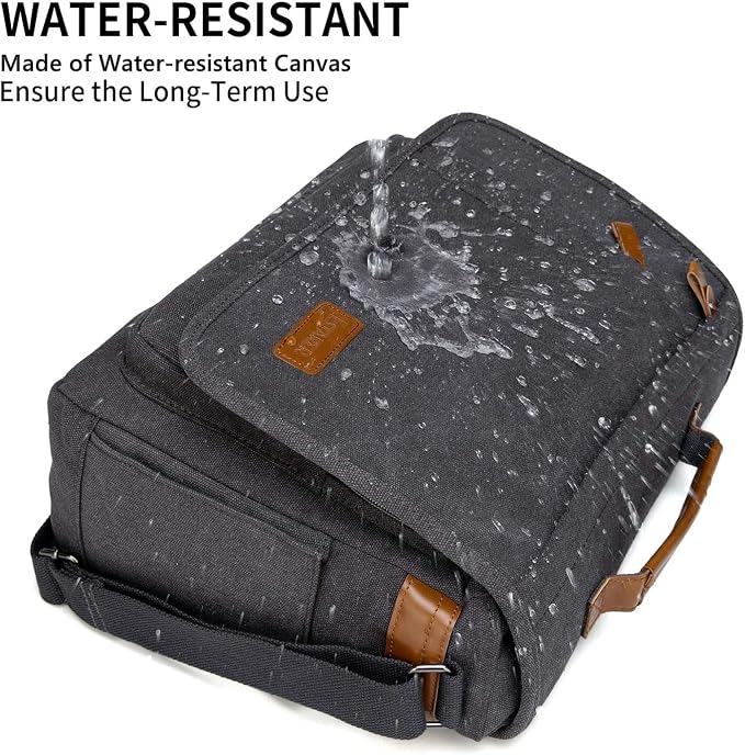 ESTARER Computer Messenger Bag 15-15.6 inch, Water-resistant Canvas Work Bag
