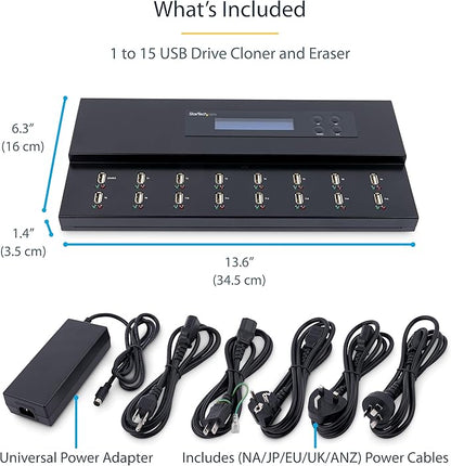 StarTech.com Standalone 1 to 15 USB Flash Drive Duplicator/Cloner/Eraser