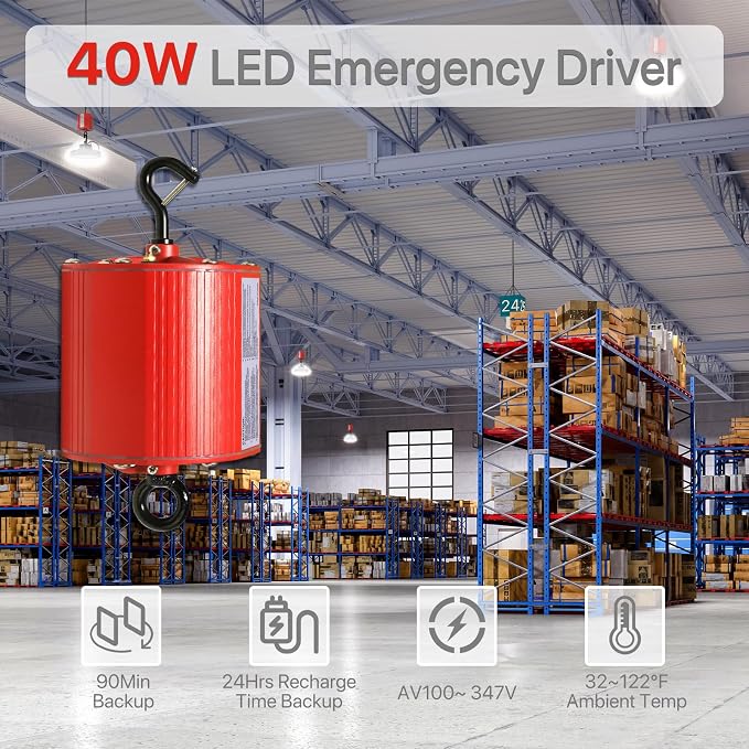 HYPERLITE 40W LED Emergency Driver, UFO LED High Bay Light Battery Backup Driver