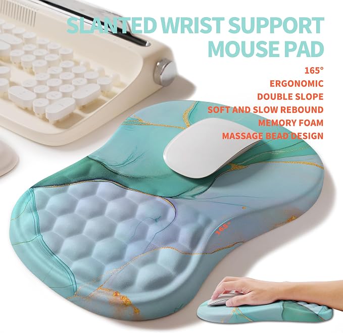2-in-1 Ergonomic Set, Wave Rise Keyboard Wrist Rest and Massage Bulge Slope