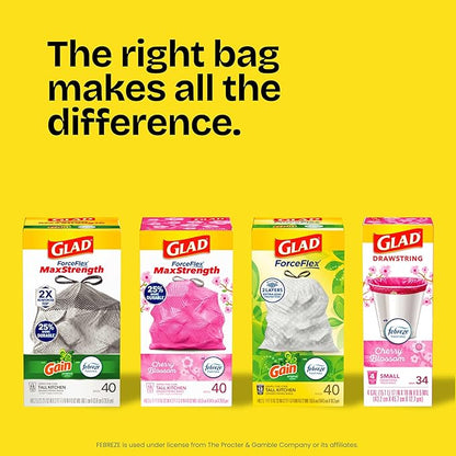 Glad ForceFlex Tall Kitchen Trash Bags, 13 Gallon, Fresh Clean