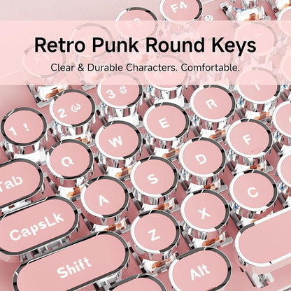 EWEADN TK100 Typewriter Keyboard Wired Mechanical Keyboard, 104 Keys Aesthetic