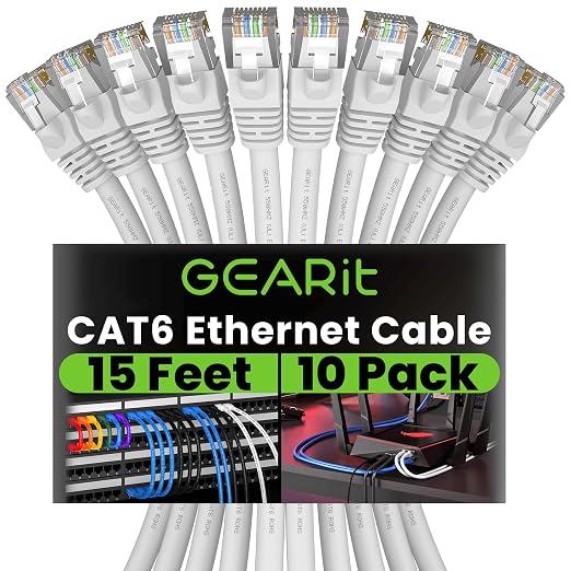 GEARit Cat 6 Ethernet Cable Cat6 Network Patch, Snagless Cord, Internet