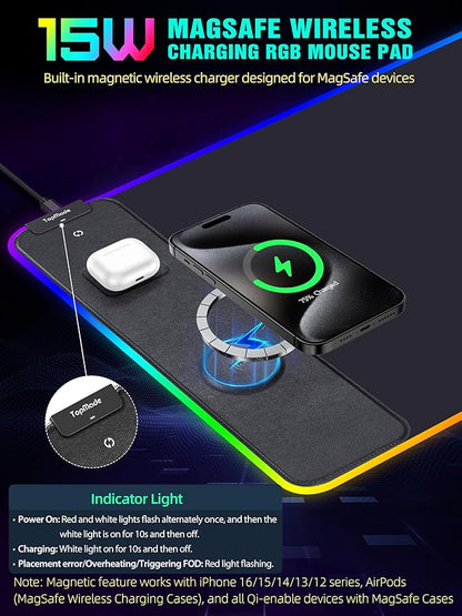 TopMade Wireless Charging RGB Mouse Pad, Waterproof Gaming Desk Pad