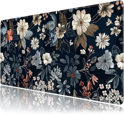 Dark Flower Large Mouse Pad, Gaming Keyboard Desk Pad, Extended Mouse Mat