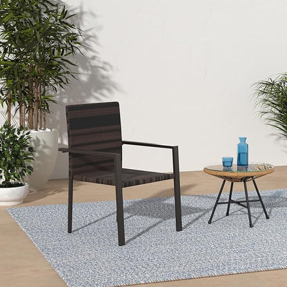 Best Choice Products Set of 2 Stackable Outdoor Wicker Dining Chairs All-Weather Firepit Armchair w/Armrests, Steel Frame for Patio, Deck, Garden, Yard - Brown