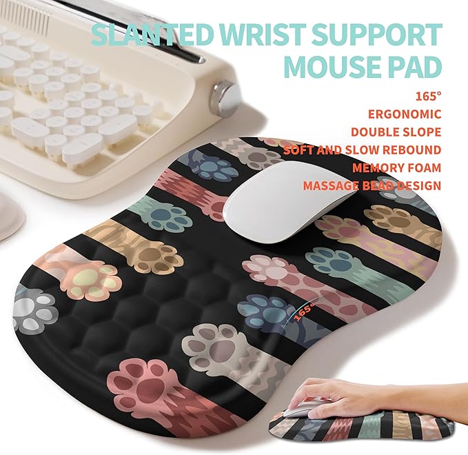 2-in-1 Ergonomic Set, Wave Rise Keyboard Wrist Rest and Massage Bulge Slope