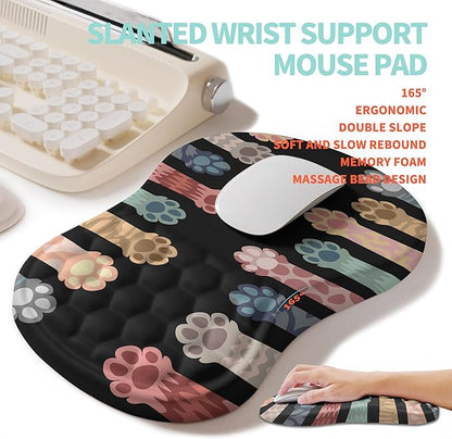 2-in-1 Ergonomic Set, Wave Rise Keyboard Wrist Rest and Massage Bulge Slope