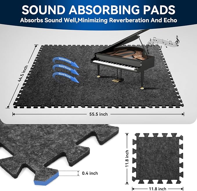 20 Pcs Sound Absorbing Interlocking Floor Mats Pads, Non-Slip Anti Vibration