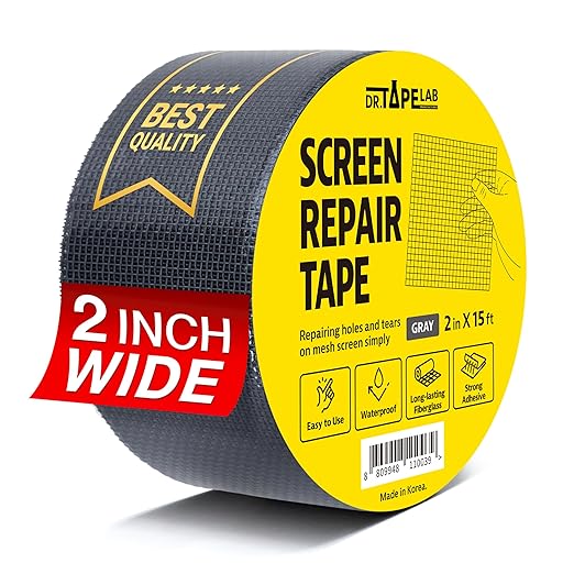 Grey Window Screen Repair Tape, 2 in X 15 FT, Screen Repair Kit