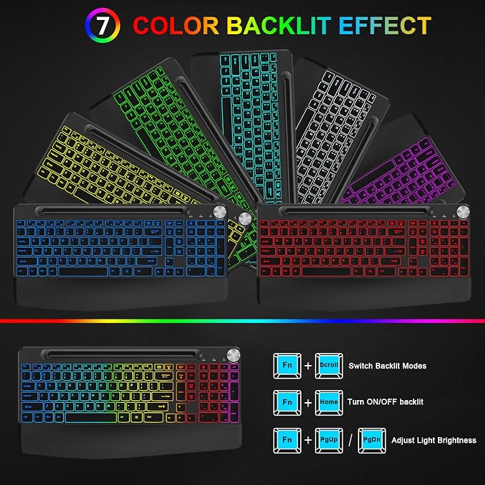 BlueFinger Wireless Keyboard and Mouse Combo Backlit, 2.4G Rechargeable