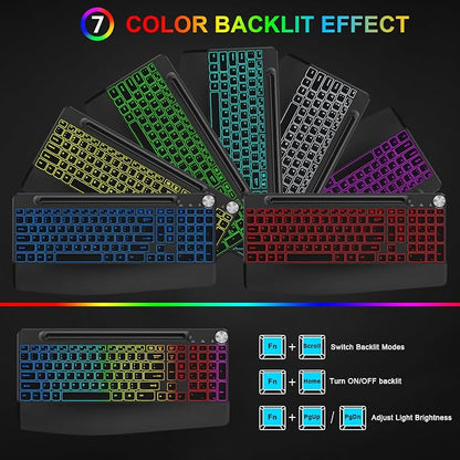 BlueFinger Wireless Keyboard and Mouse Combo Backlit, 2.4G Rechargeable